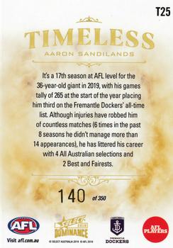 2019 Select Dominance - Timeless #T25 Aaron Sandilands Back